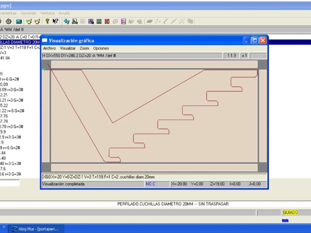 CAM software in the technical office showing the machining path of a part on the CNC
